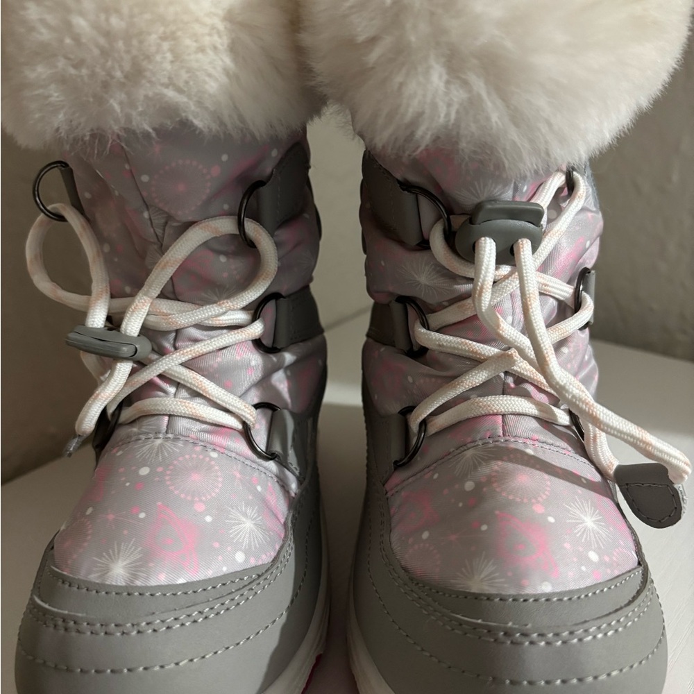 Pink and Gray Kids Winter Boots